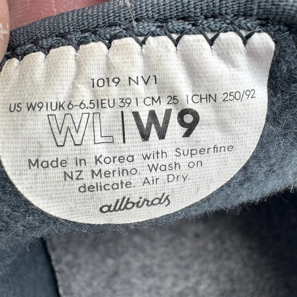 Allbirds Shoes Womens Size 9 Wool Lounger Lt Blue Merino Wool Slip On Loafer